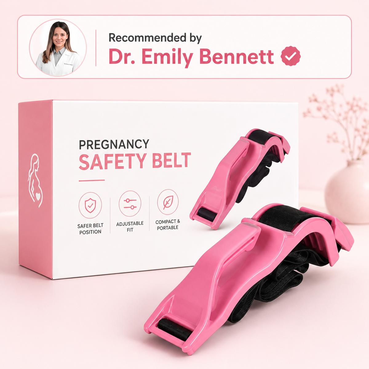 Pregnancy Safety Belt – Adjustable Car Seat Belt Positioning Aid