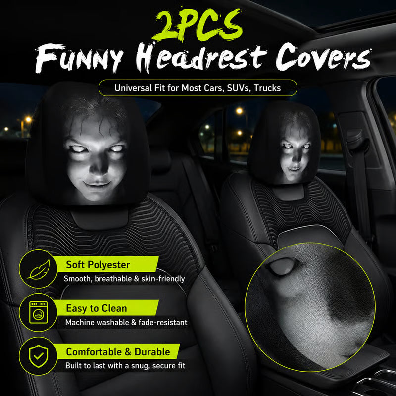 Car Headrest Covers (Set of 2) | Stretchy Universal Fit for All Vehicles