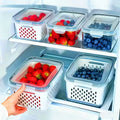 5PCS Produce Storage Containers with Removable Colander & Leakproof Lids