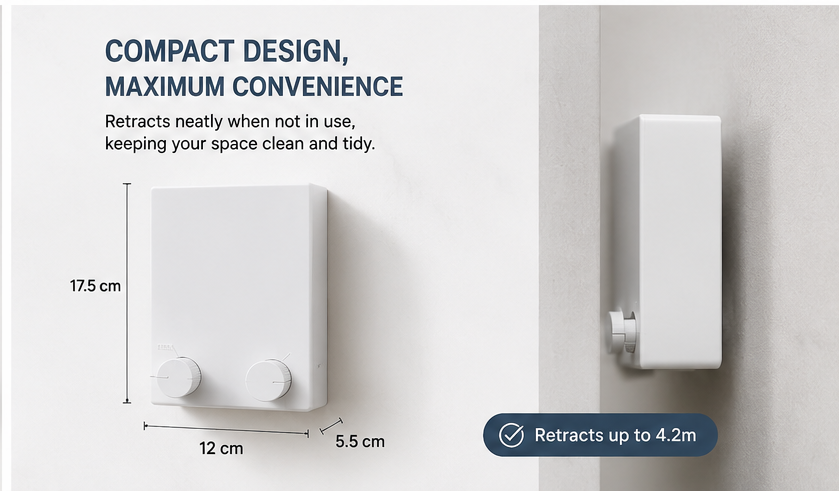 Retractable Clothesline | Heavy Duty Wall Mounted Indoor & Outdoor Laundry Drying Line