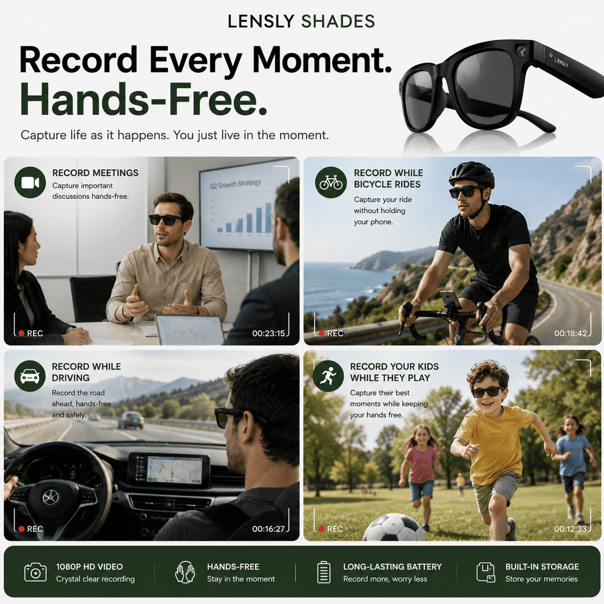 Smart AI Translation Glasses with Touch Control and HD Camera