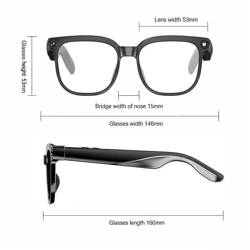 Smart AI Translation Glasses with Touch Control and HD Camera